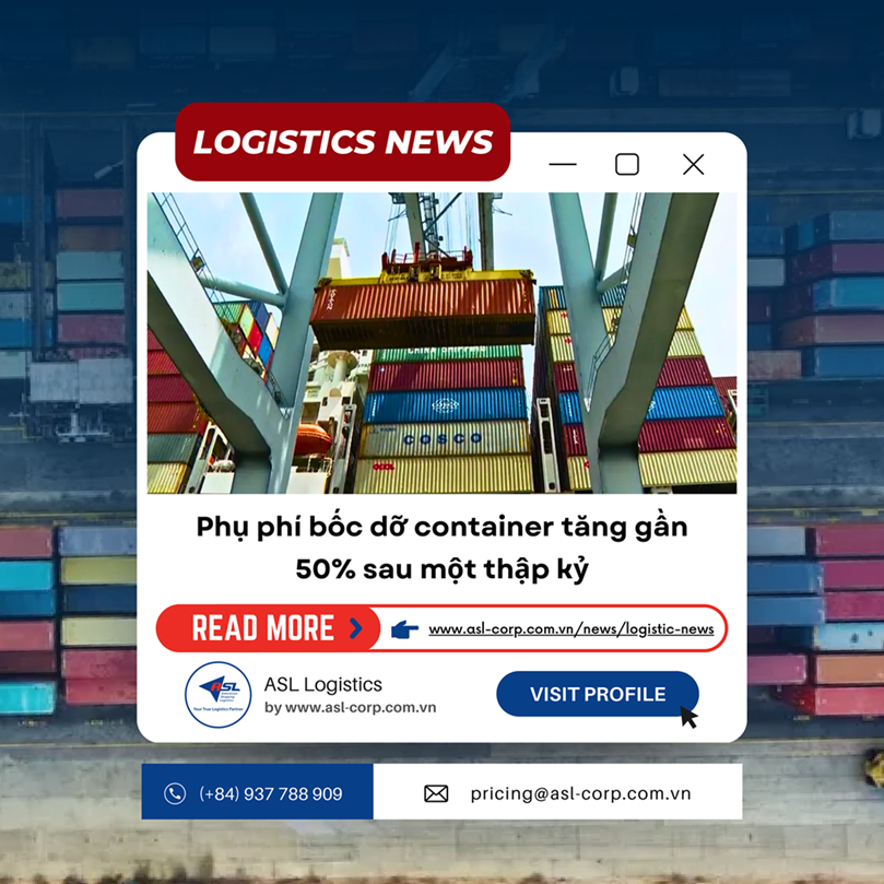 PHỤ PHÍ BỐC DỠ CONTAINER TĂNG GẦN 50% SAU MỘT THẬP KỶ